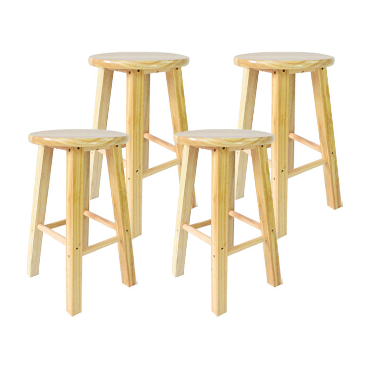 Modern Armless Backless Counter Stool Wood Household Bar Stool with Wooden Seat Natural 4 Piece Set Short Stool(20"H) Clearhalo 'Bar Furniture' 'Bar Stools' 'bar_stools' 'furn' 'furn_bar_stools' 'furniture_bar_stools' 'Kitchen & Dining Furniture' 'kitchen&dining_furn' 'kitchen' 'kitchen_furn' Furniture' 4296964