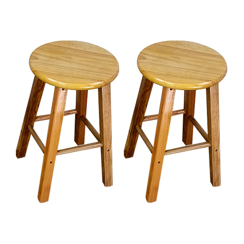 Modern Armless Backless Counter Stool Wood Household Bar Stool with Wooden Seat Light Brown 2 Piece Set Short Stool(20"H) Clearhalo 'Bar Furniture' 'Bar Stools' 'bar_stools' 'furn' 'furn_bar_stools' 'furniture_bar_stools' 'Kitchen & Dining Furniture' 'kitchen&dining_furn' 'kitchen' 'kitchen_furn' Furniture' 4296969