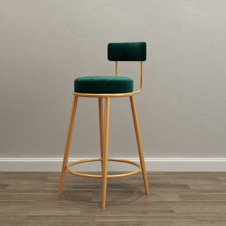 Glam Round Footrest Bar Stool Velvet Low Back Indoor Counter Chair with Gold Legs Green 1 Piece Clearhalo 'Bar Furniture' 'Bar Stools' 'bar_stools' 'furn' 'furn_bar_stools' 'furniture_bar_stools' 'Kitchen & Dining Furniture' 'kitchen&dining_furn' 'kitchen' 'kitchen_furn' Furniture' 4296977