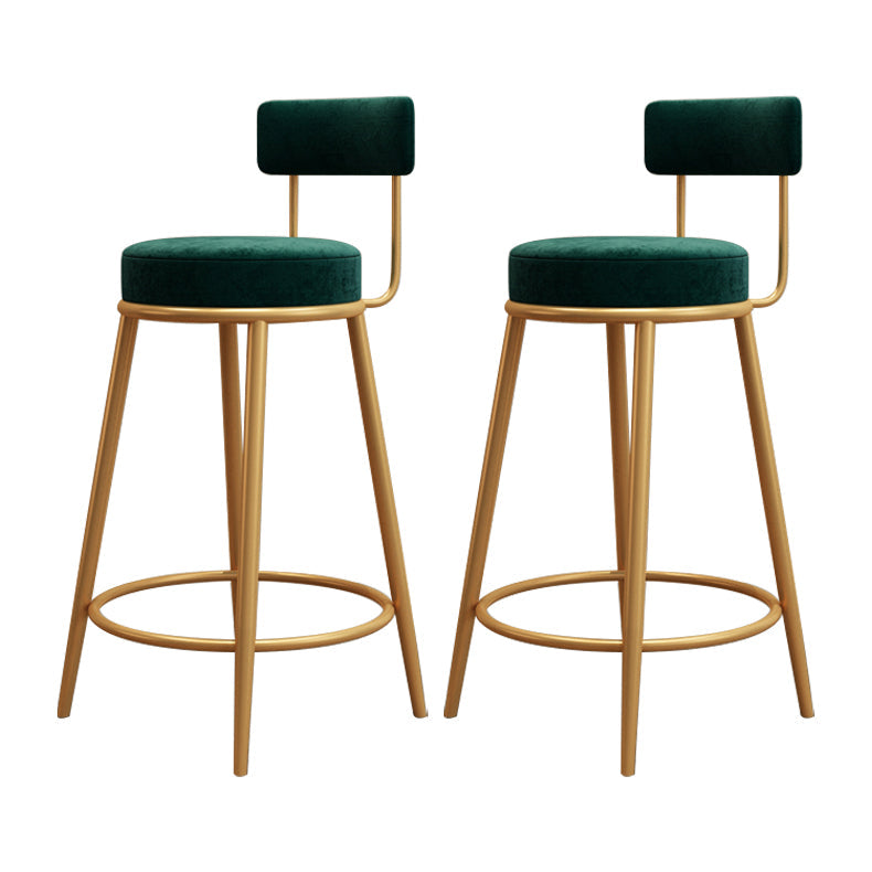 Glam Round Footrest Bar Stool Velvet Low Back Indoor Counter Chair with Gold Legs Green 2 Piece Set Clearhalo 'Bar Furniture' 'Bar Stools' 'bar_stools' 'furn' 'furn_bar_stools' 'furniture_bar_stools' 'Kitchen & Dining Furniture' 'kitchen&dining_furn' 'kitchen' 'kitchen_furn' Furniture' 4296979
