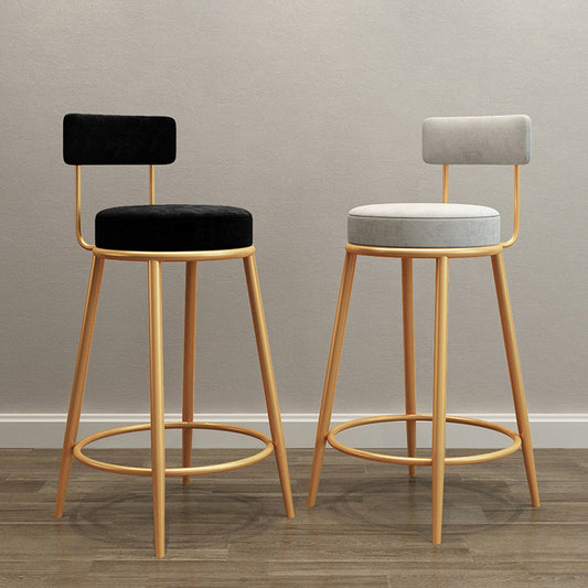 Glam Round Footrest Bar Stool Velvet Low Back Indoor Counter Chair with Gold Legs Clearhalo 'Bar Furniture' 'Bar Stools' 'bar_stools' 'furn' 'furn_bar_stools' 'furniture_bar_stools' 'Kitchen & Dining Furniture' 'kitchen&dining_furn' 'kitchen' 'kitchen_furn' Furniture' 4296980