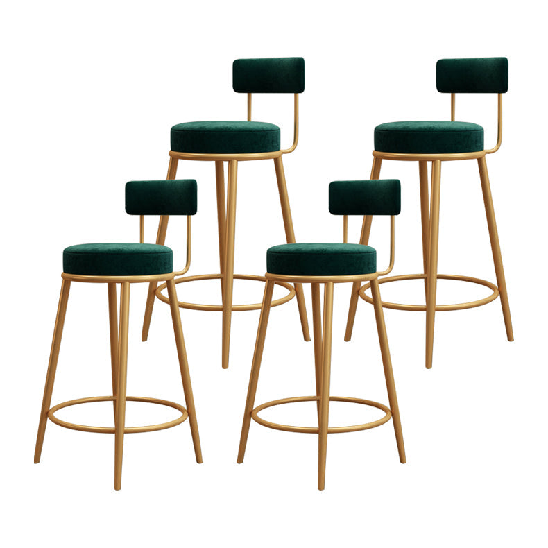 Glam Round Footrest Bar Stool Velvet Low Back Indoor Counter Chair with Gold Legs Green 4 Piece Set Clearhalo 'Bar Furniture' 'Bar Stools' 'bar_stools' 'furn' 'furn_bar_stools' 'furniture_bar_stools' 'Kitchen & Dining Furniture' 'kitchen&dining_furn' 'kitchen' 'kitchen_furn' Furniture' 4296981