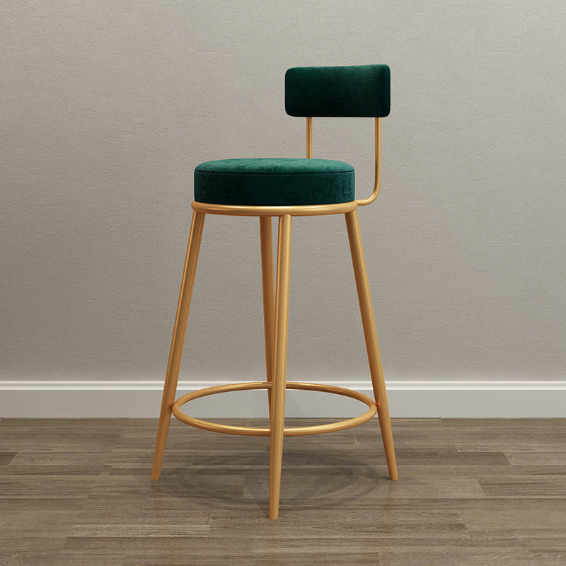 Glam Round Footrest Bar Stool Velvet Low Back Indoor Counter Chair with Gold Legs Clearhalo 'Bar Furniture' 'Bar Stools' 'bar_stools' 'furn' 'furn_bar_stools' 'furniture_bar_stools' 'Kitchen & Dining Furniture' 'kitchen&dining_furn' 'kitchen' 'kitchen_furn' Furniture' 4296982