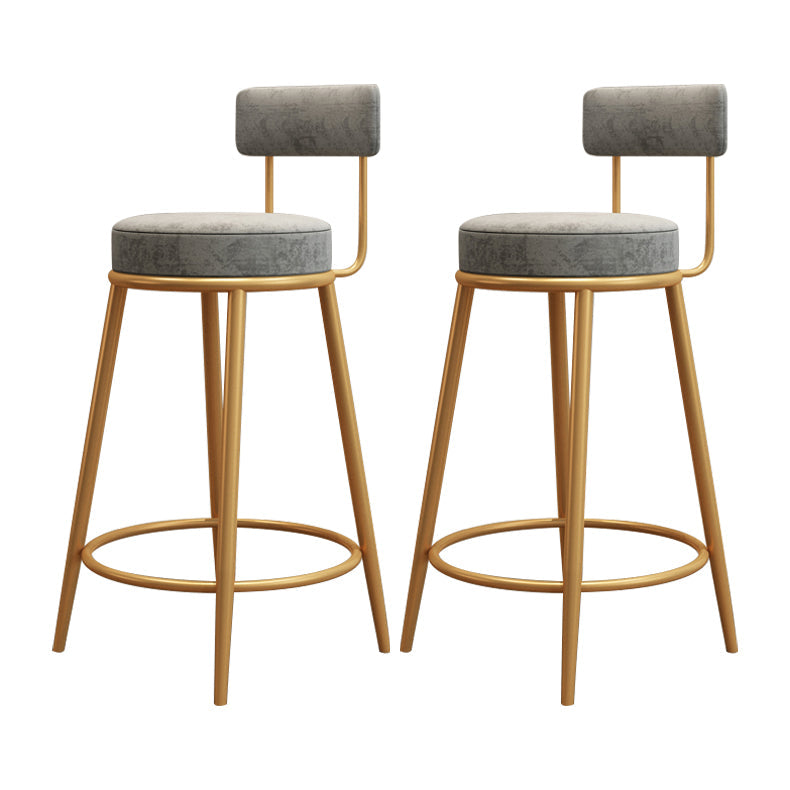 Glam Round Footrest Bar Stool Velvet Low Back Indoor Counter Chair with Gold Legs Grey 2 Piece Set Clearhalo 'Bar Furniture' 'Bar Stools' 'bar_stools' 'furn' 'furn_bar_stools' 'furniture_bar_stools' 'Kitchen & Dining Furniture' 'kitchen&dining_furn' 'kitchen' 'kitchen_furn' Furniture' 4296985