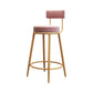 Glam Round Footrest Bar Stool Velvet Low Back Indoor Counter Chair with Gold Legs Pink 1 Piece Clearhalo 'Bar Furniture' 'Bar Stools' 'bar_stools' 'furn' 'furn_bar_stools' 'furniture_bar_stools' 'Kitchen & Dining Furniture' 'kitchen&dining_furn' 'kitchen' 'kitchen_furn' Furniture' 4296989
