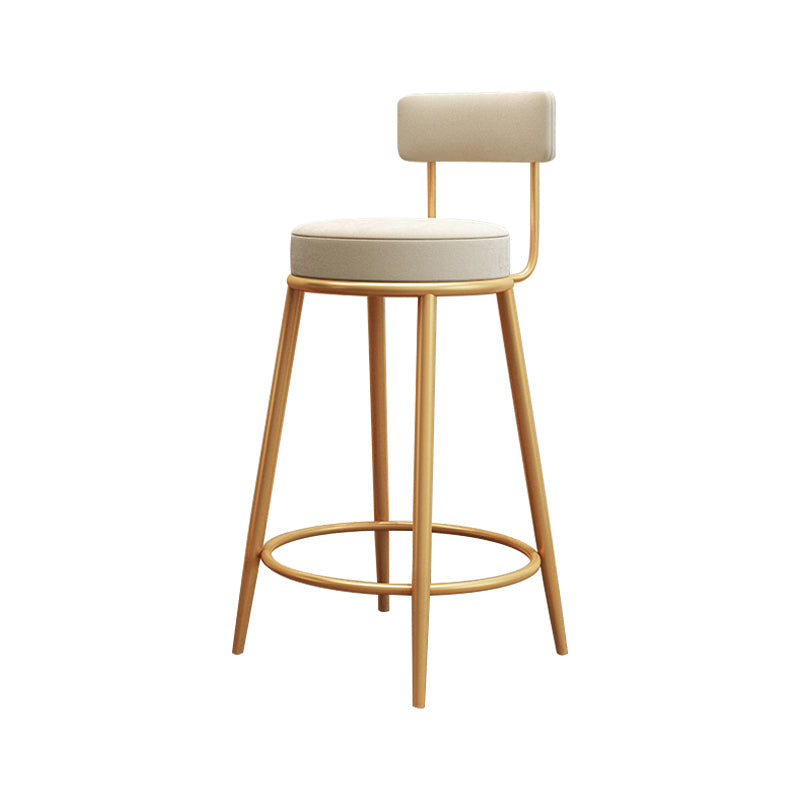 Glam Round Footrest Bar Stool Velvet Low Back Indoor Counter Chair with Gold Legs White 1 Piece Clearhalo 'Bar Furniture' 'Bar Stools' 'bar_stools' 'furn' 'furn_bar_stools' 'furniture_bar_stools' 'Kitchen & Dining Furniture' 'kitchen&dining_furn' 'kitchen' 'kitchen_furn' Furniture' 4296992