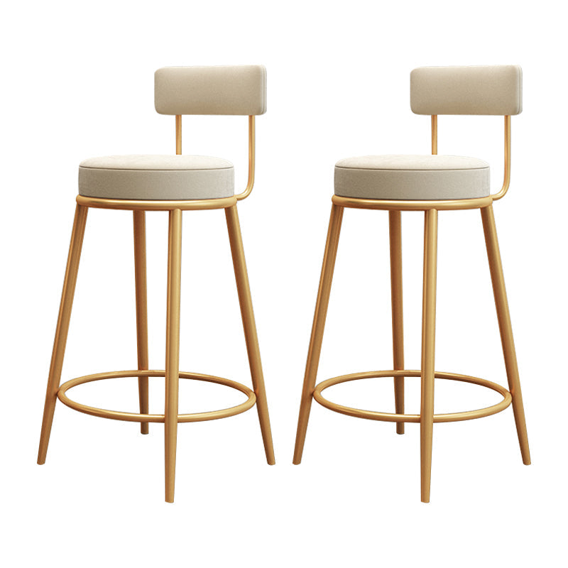 Glam Round Footrest Bar Stool Velvet Low Back Indoor Counter Chair with Gold Legs White 2 Piece Set Clearhalo 'Bar Furniture' 'Bar Stools' 'bar_stools' 'furn' 'furn_bar_stools' 'furniture_bar_stools' 'Kitchen & Dining Furniture' 'kitchen&dining_furn' 'kitchen' 'kitchen_furn' Furniture' 4296993