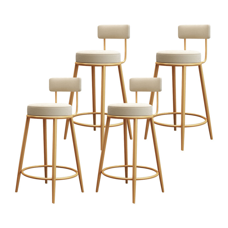 Glam Round Footrest Bar Stool Velvet Low Back Indoor Counter Chair with Gold Legs White 4 Piece Set Clearhalo 'Bar Furniture' 'Bar Stools' 'bar_stools' 'furn' 'furn_bar_stools' 'furniture_bar_stools' 'Kitchen & Dining Furniture' 'kitchen&dining_furn' 'kitchen' 'kitchen_furn' Furniture' 4296994
