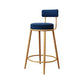 Glam Round Footrest Bar Stool Velvet Low Back Indoor Counter Chair with Gold Legs Blue 1 Piece Clearhalo 'Bar Furniture' 'Bar Stools' 'bar_stools' 'furn' 'furn_bar_stools' 'furniture_bar_stools' 'Kitchen & Dining Furniture' 'kitchen&dining_furn' 'kitchen' 'kitchen_furn' Furniture' 4296995
