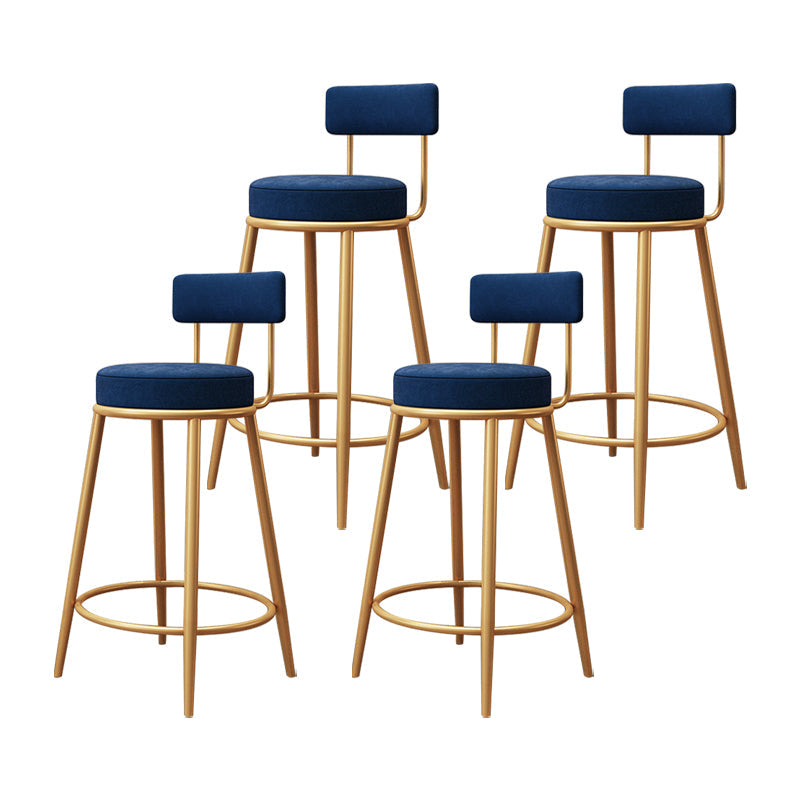 Glam Round Footrest Bar Stool Velvet Low Back Indoor Counter Chair with Gold Legs Blue 4 Piece Set Clearhalo 'Bar Furniture' 'Bar Stools' 'bar_stools' 'furn' 'furn_bar_stools' 'furniture_bar_stools' 'Kitchen & Dining Furniture' 'kitchen&dining_furn' 'kitchen' 'kitchen_furn' Furniture' 4296997