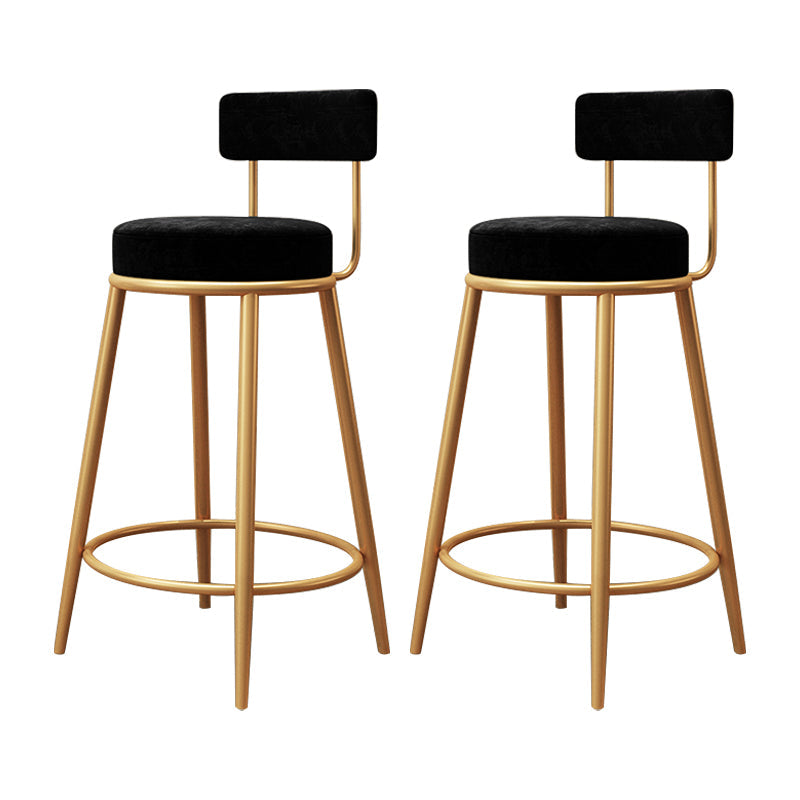 Glam Round Footrest Bar Stool Velvet Low Back Indoor Counter Chair with Gold Legs Black 2 Piece Set Clearhalo 'Bar Furniture' 'Bar Stools' 'bar_stools' 'furn' 'furn_bar_stools' 'furniture_bar_stools' 'Kitchen & Dining Furniture' 'kitchen&dining_furn' 'kitchen' 'kitchen_furn' Furniture' 4296999