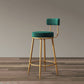 Glam Armless Backrest Counter Stool Iron Household Bar Stool with Velvet Cushion Green 1 Piece Clearhalo 'Bar Furniture' 'Bar Stools' 'bar_stools' 'furn' 'furn_bar_stools' 'furniture_bar_stools' 'Kitchen & Dining Furniture' 'kitchen&dining_furn' 'kitchen' 'kitchen_furn' Furniture' 4297036