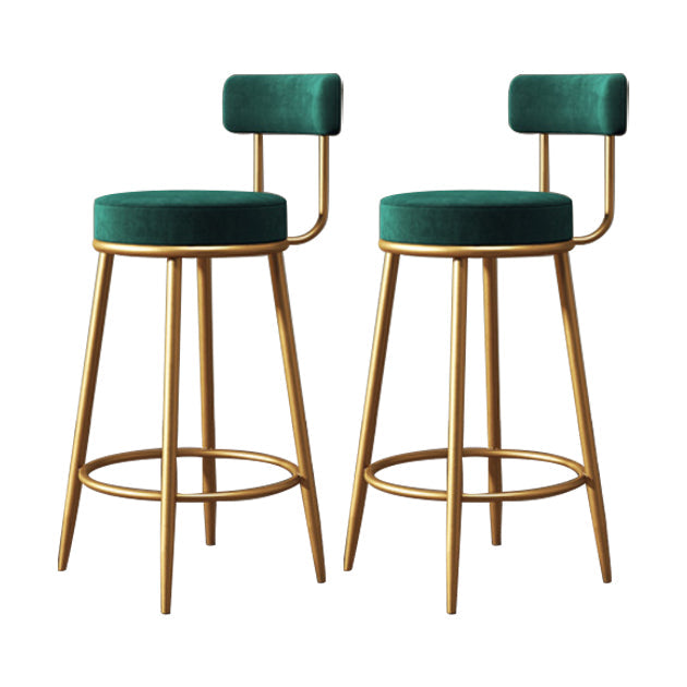 Glam Armless Backrest Counter Stool Iron Household Bar Stool with Velvet Cushion Green 2 Piece Set Clearhalo 'Bar Furniture' 'Bar Stools' 'bar_stools' 'furn' 'furn_bar_stools' 'furniture_bar_stools' 'Kitchen & Dining Furniture' 'kitchen&dining_furn' 'kitchen' 'kitchen_furn' Furniture' 4297037
