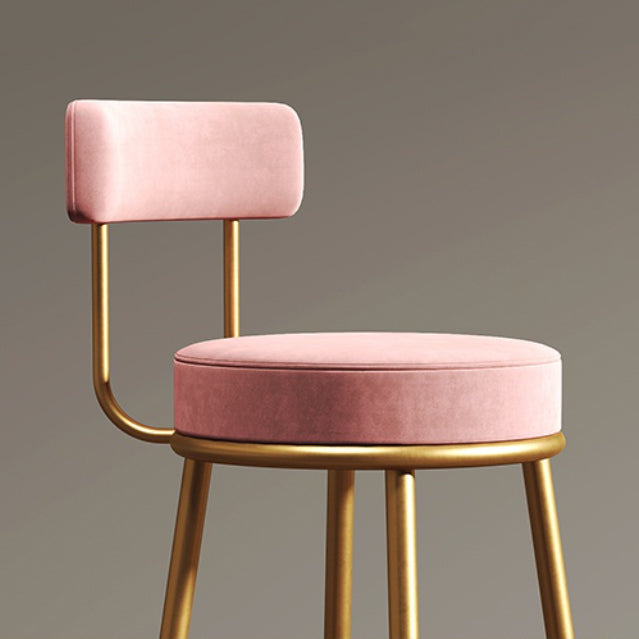 Glam Armless Backrest Counter Stool Iron Household Bar Stool with Velvet Cushion Clearhalo 'Bar Furniture' 'Bar Stools' 'bar_stools' 'furn' 'furn_bar_stools' 'furniture_bar_stools' 'Kitchen & Dining Furniture' 'kitchen&dining_furn' 'kitchen' 'kitchen_furn' Furniture' 4297041