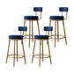Glam Armless Backrest Counter Stool Iron Household Bar Stool with Velvet Cushion Blue 4 Piece Set Clearhalo 'Bar Furniture' 'Bar Stools' 'bar_stools' 'furn' 'furn_bar_stools' 'furniture_bar_stools' 'Kitchen & Dining Furniture' 'kitchen&dining_furn' 'kitchen' 'kitchen_furn' Furniture' 4297046