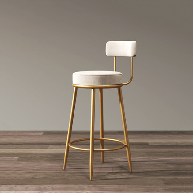 Glam Armless Backrest Counter Stool Iron Household Bar Stool with Velvet Cushion White 1 Piece Clearhalo 'Bar Furniture' 'Bar Stools' 'bar_stools' 'furn' 'furn_bar_stools' 'furniture_bar_stools' 'Kitchen & Dining Furniture' 'kitchen&dining_furn' 'kitchen' 'kitchen_furn' Furniture' 4297050
