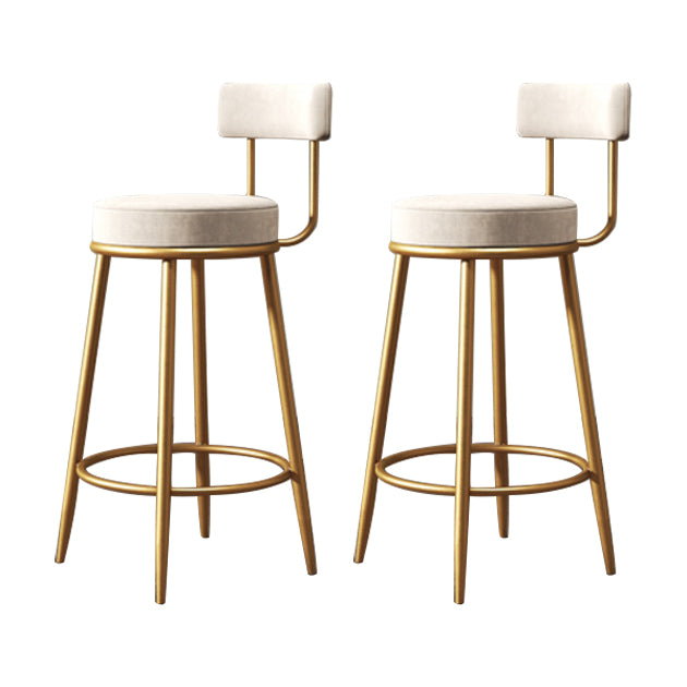 Glam Armless Backrest Counter Stool Iron Household Bar Stool with Velvet Cushion White 2 Piece Set Clearhalo 'Bar Furniture' 'Bar Stools' 'bar_stools' 'furn' 'furn_bar_stools' 'furniture_bar_stools' 'Kitchen & Dining Furniture' 'kitchen&dining_furn' 'kitchen' 'kitchen_furn' Furniture' 4297051