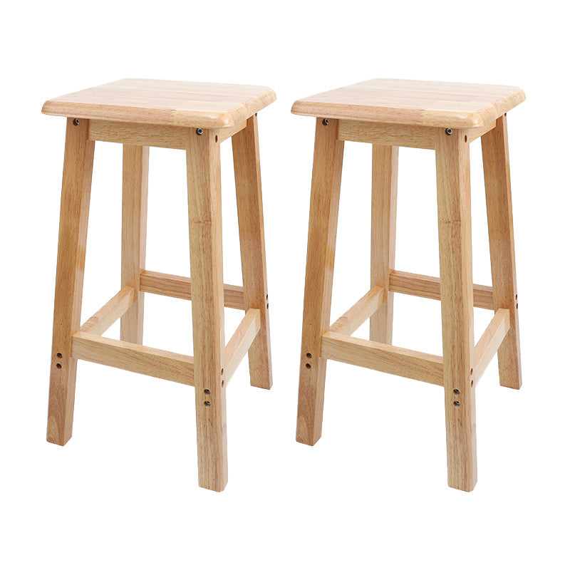 Modern Armless Backless Counter Stool Wood Household Bar Stool with Wooden Seat and Pedal 2 Piece Set Counter Stool (24"H) Clearhalo 'Bar Furniture' 'Bar Stools' 'bar_stools' 'furn' 'furn_bar_stools' 'furniture_bar_stools' 'Kitchen & Dining Furniture' 'kitchen&dining_furn' 'kitchen' 'kitchen_furn' Furniture' 4297060