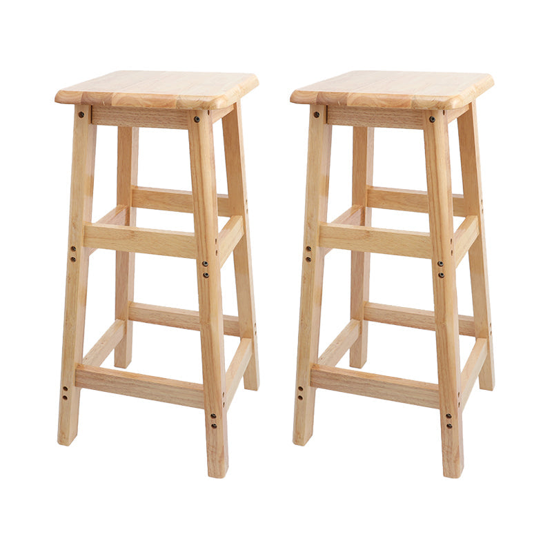 Modern Armless Backless Counter Stool Wood Household Bar Stool with Wooden Seat and Pedal 2 Piece Set Bar Stool (28" H) Clearhalo 'Bar Furniture' 'Bar Stools' 'bar_stools' 'furn' 'furn_bar_stools' 'furniture_bar_stools' 'Kitchen & Dining Furniture' 'kitchen&dining_furn' 'kitchen' 'kitchen_furn' Furniture' 4297067