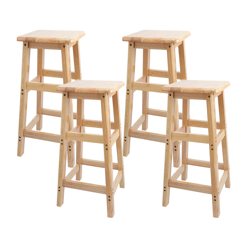 Modern Armless Backless Counter Stool Wood Household Bar Stool with Wooden Seat and Pedal 4 Piece Set Bar Stool (28" H) Clearhalo 'Bar Furniture' 'Bar Stools' 'bar_stools' 'furn' 'furn_bar_stools' 'furniture_bar_stools' 'Kitchen & Dining Furniture' 'kitchen&dining_furn' 'kitchen' 'kitchen_furn' Furniture' 4297069
