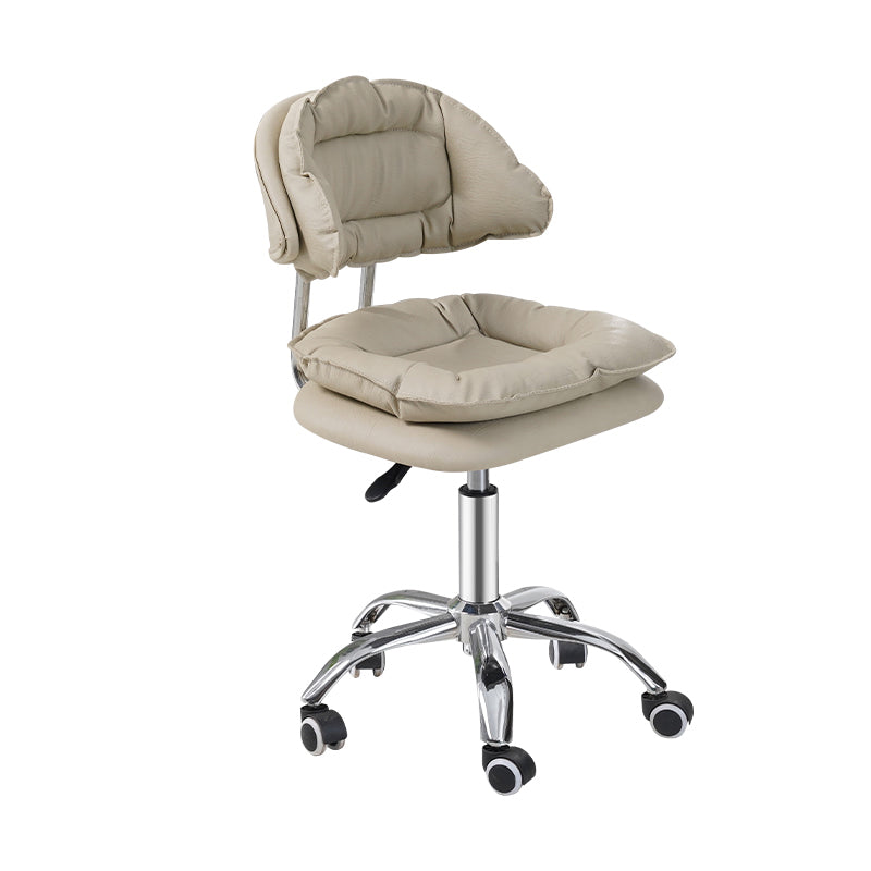 Swivel Adjustable Modern Bar Stool Office Low Back Leather Counter Chair Off-White Clearhalo 'Bar Furniture' 'Bar Stools' 'bar_stools' 'furn' 'furn_bar_stools' 'furniture_bar_stools' 'Kitchen & Dining Furniture' 'kitchen&dining_furn' 'kitchen' 'kitchen_furn' Furniture' 4297088