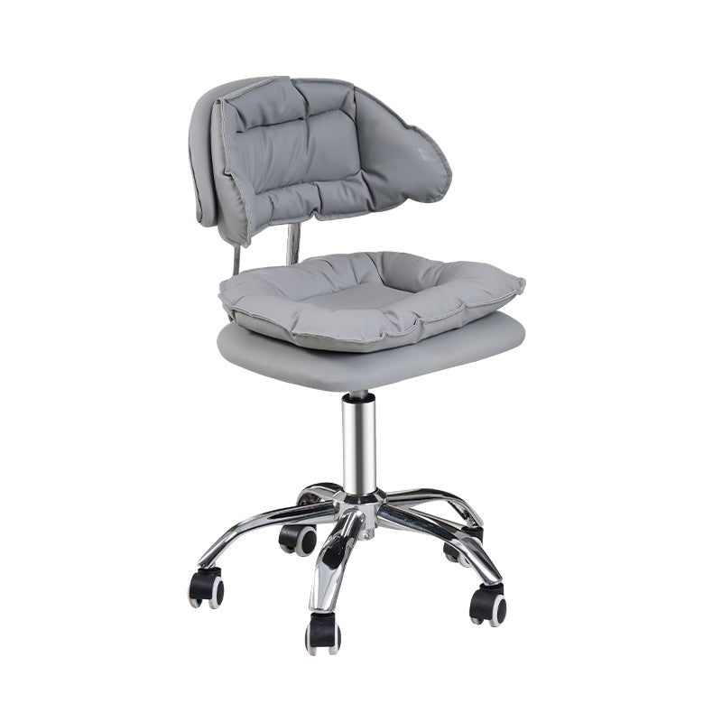 Swivel Adjustable Modern Bar Stool Office Low Back Leather Counter Chair Grey Clearhalo 'Bar Furniture' 'Bar Stools' 'bar_stools' 'furn' 'furn_bar_stools' 'furniture_bar_stools' 'Kitchen & Dining Furniture' 'kitchen&dining_furn' 'kitchen' 'kitchen_furn' Furniture' 4297094