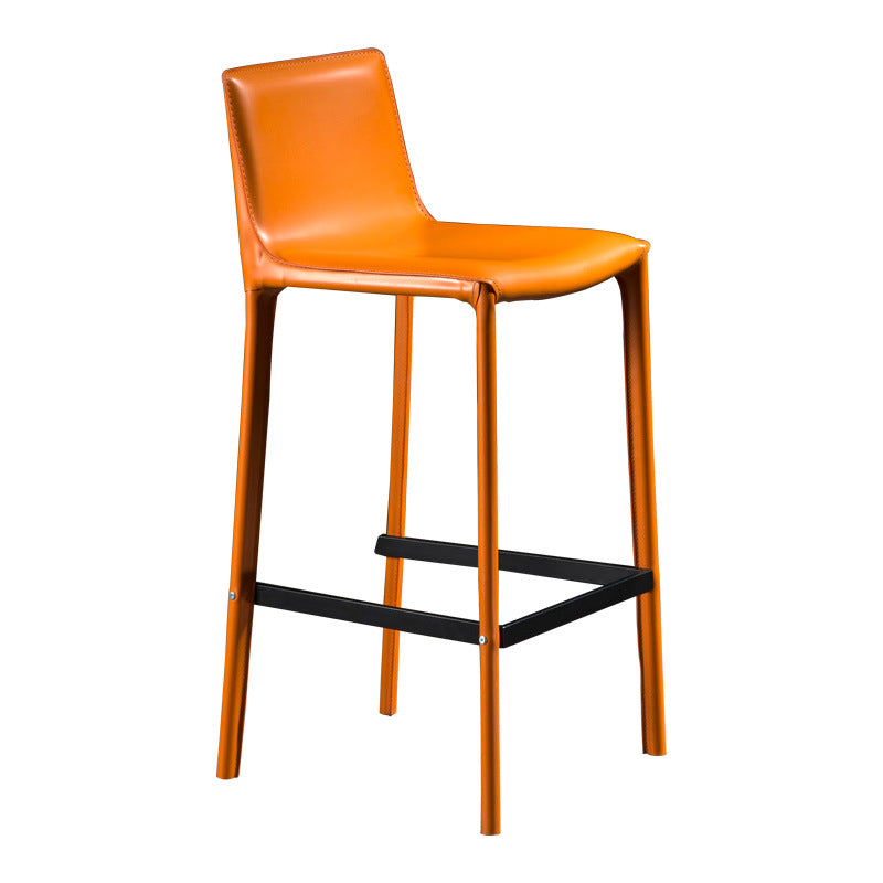 Contemporary Leather Quilted Bar Stool Indoor Barstool with Footrest Orange Clearhalo 'Bar Furniture' 'Bar Stools' 'bar_stools' 'furn' 'furn_bar_stools' 'furniture_bar_stools' 'Kitchen & Dining Furniture' 'kitchen&dining_furn' 'kitchen' 'kitchen_furn' Furniture' 4297108