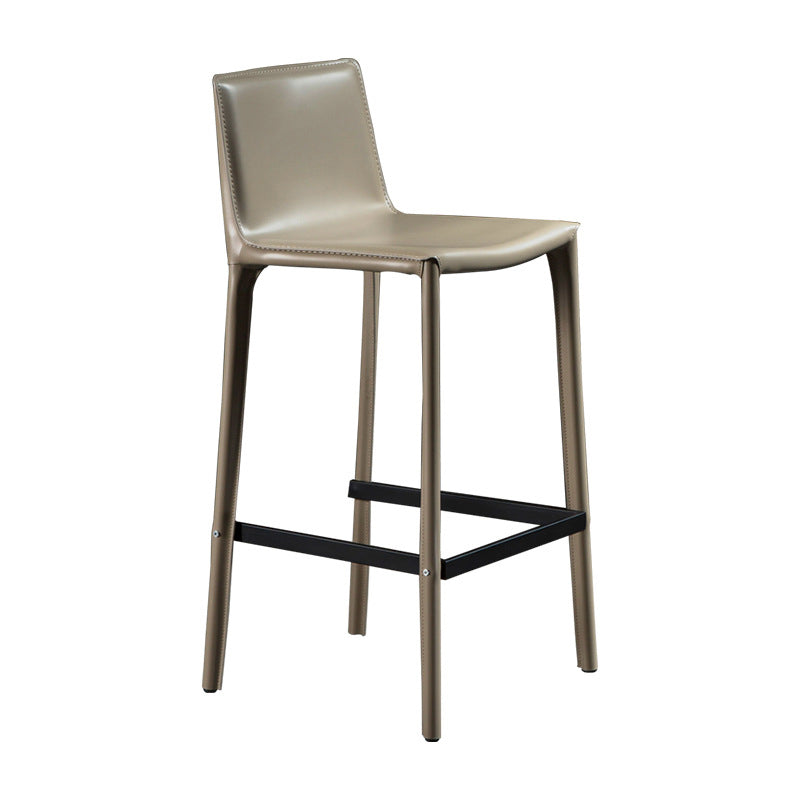 Contemporary Leather Quilted Bar Stool Indoor Barstool with Footrest Grey Clearhalo 'Bar Furniture' 'Bar Stools' 'bar_stools' 'furn' 'furn_bar_stools' 'furniture_bar_stools' 'Kitchen & Dining Furniture' 'kitchen&dining_furn' 'kitchen' 'kitchen_furn' Furniture' 4297112