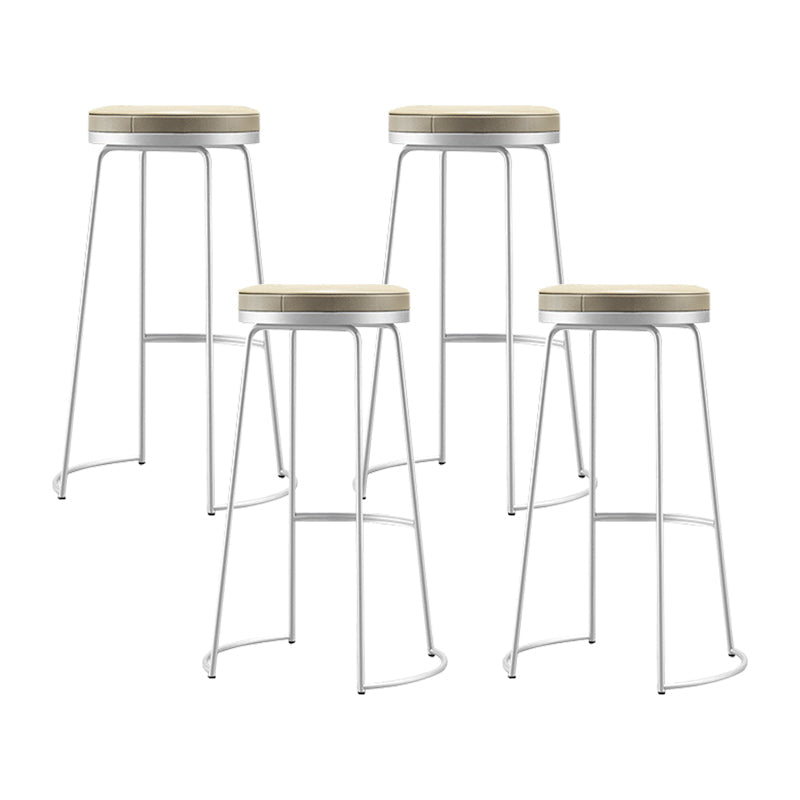 Modern Counter Round Bar Stool Armless Leather Backless Bar Stool with Footrest White 4 Piece Set Clearhalo 'Bar Furniture' 'Bar Stools' 'bar_stools' 'furn' 'furn_bar_stools' 'furniture_bar_stools' 'Kitchen & Dining Furniture' 'kitchen&dining_furn' 'kitchen' 'kitchen_furn' Furniture' 4297172