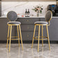 Glam Bar Stools Iron Gold Velvet Bar Stool with Metal Base Low Back Clearhalo 'Bar Furniture' 'Bar Stools' 'bar_stools' 'furn' 'furn_bar_stools' 'furniture_bar_stools' 'Kitchen & Dining Furniture' 'kitchen&dining_furn' 'kitchen' 'kitchen_furn' Furniture' 4297183