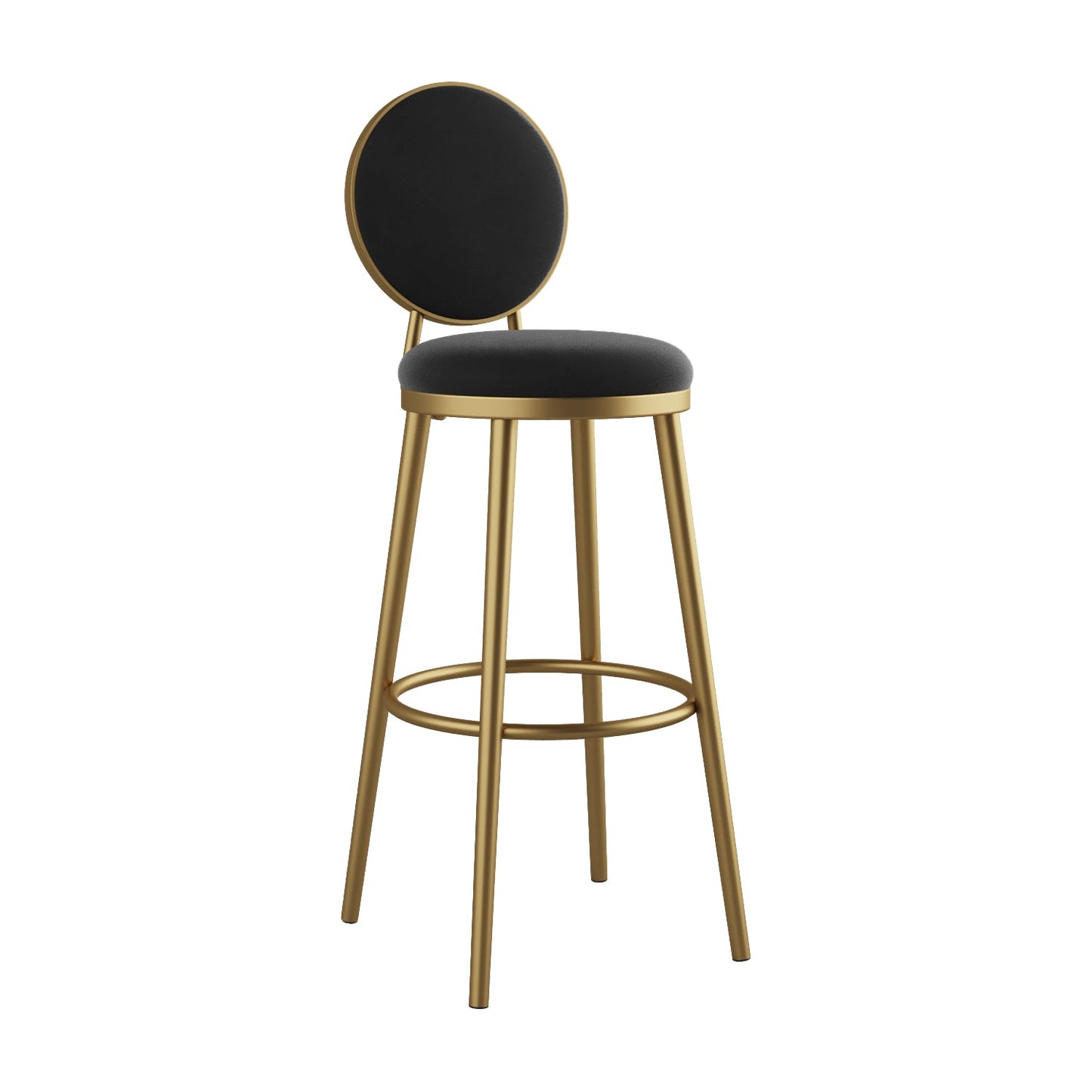 Glam Bar Stools Iron Gold Velvet Bar Stool with Metal Base Low Back Black 1 Piece Clearhalo 'Bar Furniture' 'Bar Stools' 'bar_stools' 'furn' 'furn_bar_stools' 'furniture_bar_stools' 'Kitchen & Dining Furniture' 'kitchen&dining_furn' 'kitchen' 'kitchen_furn' Furniture' 4297184