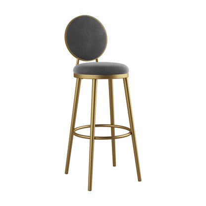 Glam Bar Stools Iron Gold Velvet Bar Stool with Metal Base Low Back Gray 1 Piece Clearhalo 'Bar Furniture' 'Bar Stools' 'bar_stools' 'furn' 'furn_bar_stools' 'furniture_bar_stools' 'Kitchen & Dining Furniture' 'kitchen&dining_furn' 'kitchen' 'kitchen_furn' Furniture' 4297190