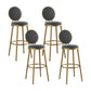 Glam Bar Stools Iron Gold Velvet Bar Stool with Metal Base Low Back Gray 4 Piece Set Clearhalo 'Bar Furniture' 'Bar Stools' 'bar_stools' 'furn' 'furn_bar_stools' 'furniture_bar_stools' 'Kitchen & Dining Furniture' 'kitchen&dining_furn' 'kitchen' 'kitchen_furn' Furniture' 4297193