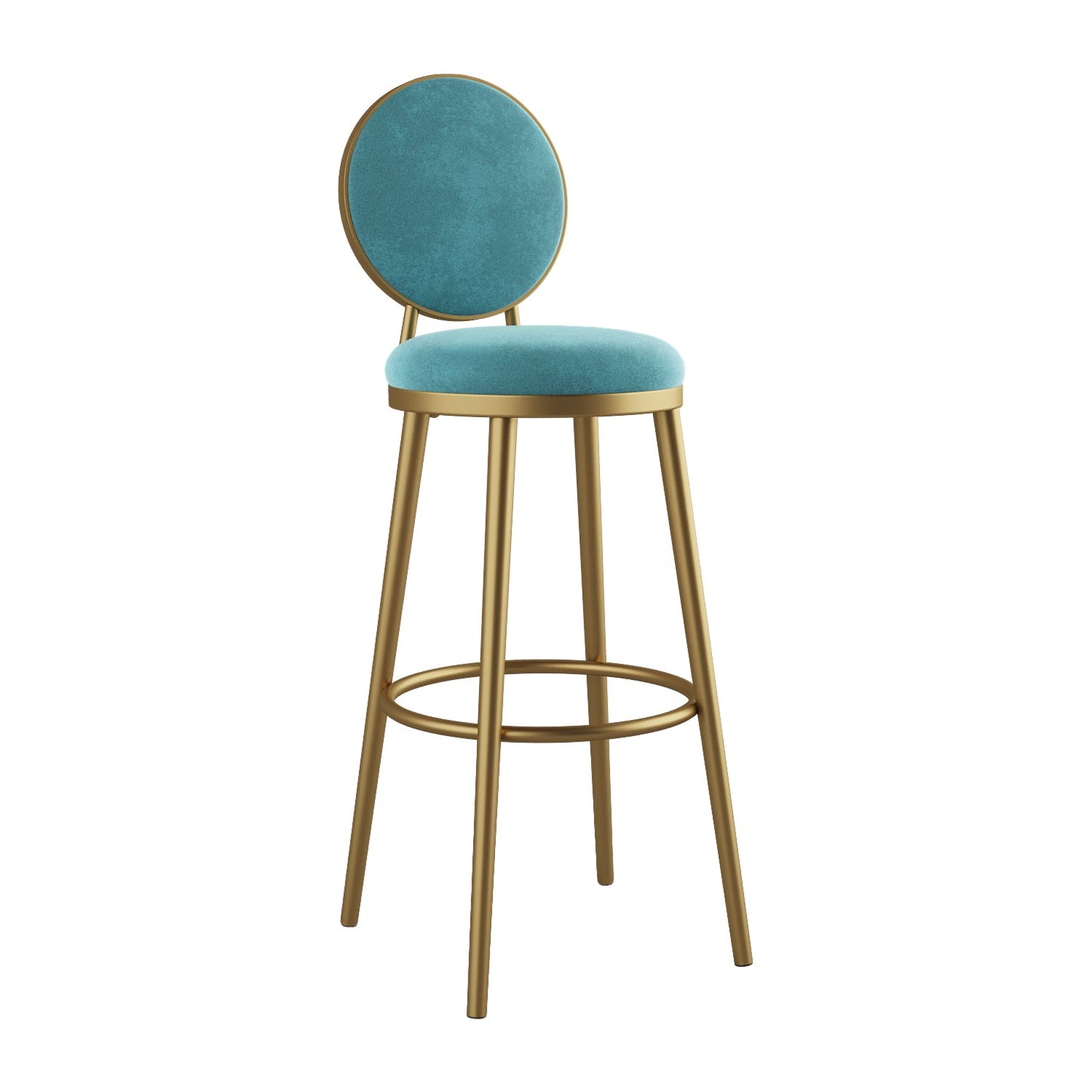 Glam Bar Stools Iron Gold Velvet Bar Stool with Metal Base Low Back Blue 1 Piece Clearhalo 'Bar Furniture' 'Bar Stools' 'bar_stools' 'furn' 'furn_bar_stools' 'furniture_bar_stools' 'Kitchen & Dining Furniture' 'kitchen&dining_furn' 'kitchen' 'kitchen_furn' Furniture' 4297195