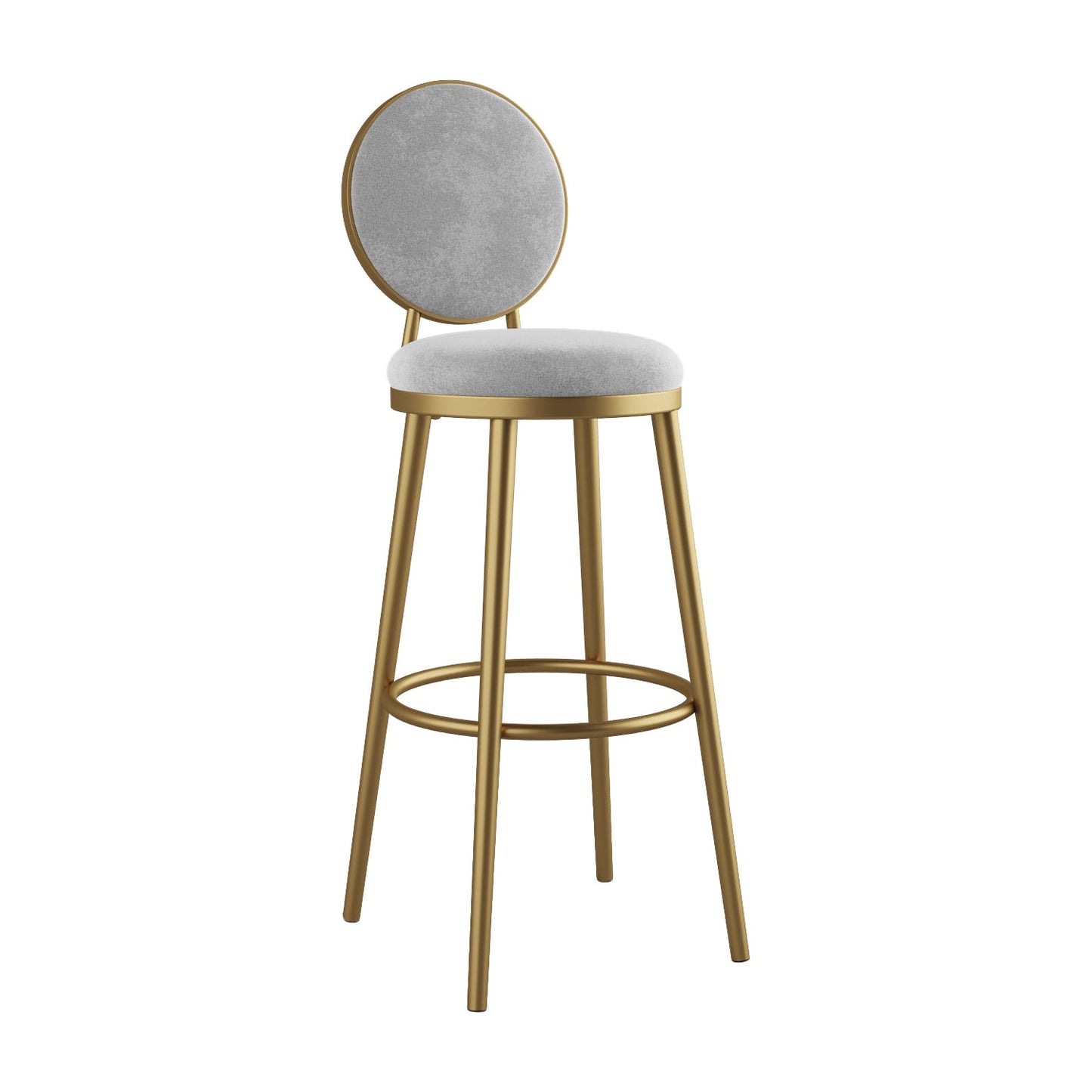 Glam Bar Stools Iron Gold Velvet Bar Stool with Metal Base Low Back White 1 Piece Clearhalo 'Bar Furniture' 'Bar Stools' 'bar_stools' 'furn' 'furn_bar_stools' 'furniture_bar_stools' 'Kitchen & Dining Furniture' 'kitchen&dining_furn' 'kitchen' 'kitchen_furn' Furniture' 4297199