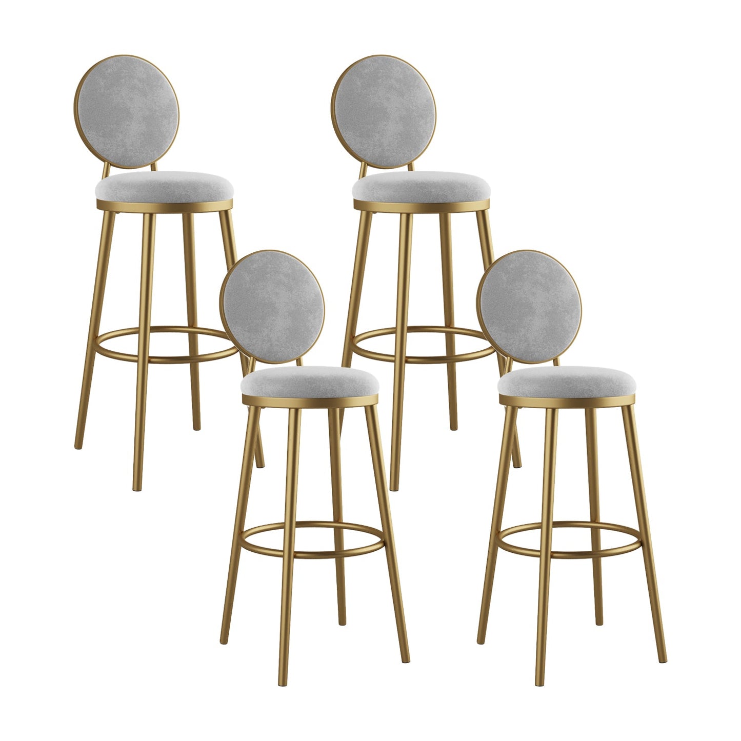 Glam Bar Stools Iron Gold Velvet Bar Stool with Metal Base Low Back White 4 Piece Set Clearhalo 'Bar Furniture' 'Bar Stools' 'bar_stools' 'furn' 'furn_bar_stools' 'furniture_bar_stools' 'Kitchen & Dining Furniture' 'kitchen&dining_furn' 'kitchen' 'kitchen_furn' Furniture' 4297201