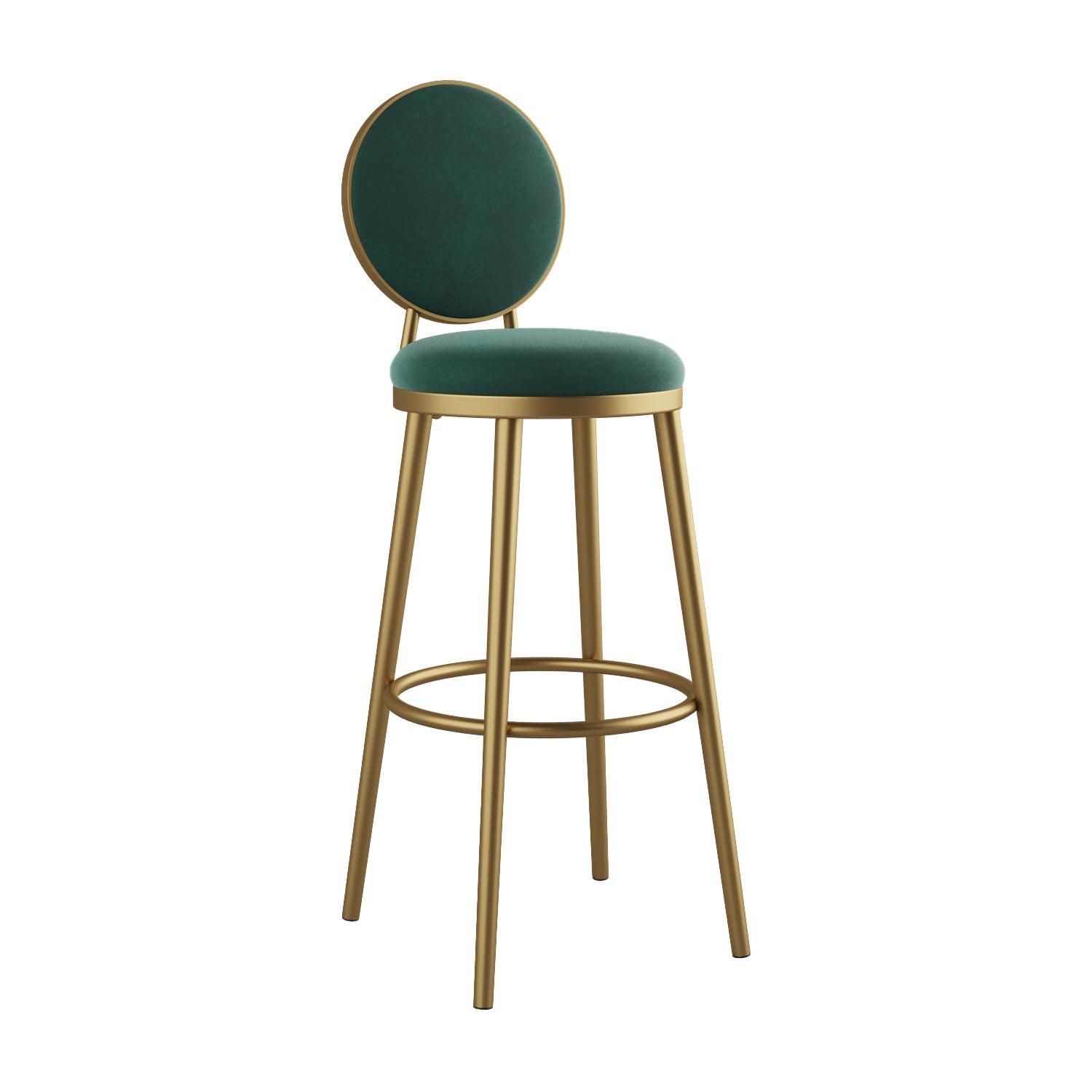 Glam Bar Stools Iron Gold Velvet Bar Stool with Metal Base Low Back Green 1 Piece Clearhalo 'Bar Furniture' 'Bar Stools' 'bar_stools' 'furn' 'furn_bar_stools' 'furniture_bar_stools' 'Kitchen & Dining Furniture' 'kitchen&dining_furn' 'kitchen' 'kitchen_furn' Furniture' 4297205