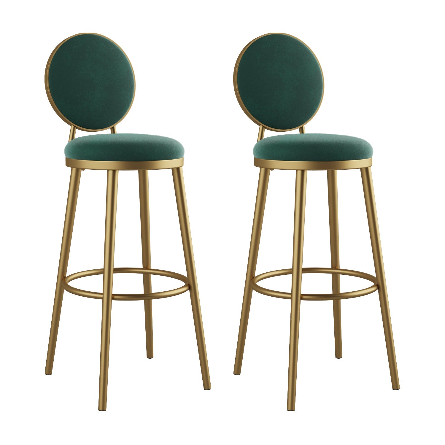 Glam Bar Stools Iron Gold Velvet Bar Stool with Metal Base Low Back Green 2 Piece Set Clearhalo 'Bar Furniture' 'Bar Stools' 'bar_stools' 'furn' 'furn_bar_stools' 'furniture_bar_stools' 'Kitchen & Dining Furniture' 'kitchen&dining_furn' 'kitchen' 'kitchen_furn' Furniture' 4297206
