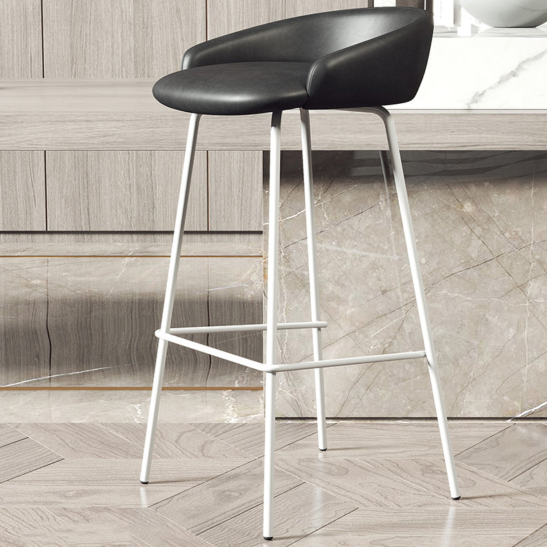 Glam Counter Bar Stool Armless Leather Bar Stool with Footrest Steel Base White Black 1 Piece Clearhalo 'Bar Furniture' 'Bar Stools' 'bar_stools' 'furn' 'furn_bar_stools' 'furniture_bar_stools' 'Kitchen & Dining Furniture' 'kitchen&dining_furn' 'kitchen' 'kitchen_furn' Furniture' 4297212