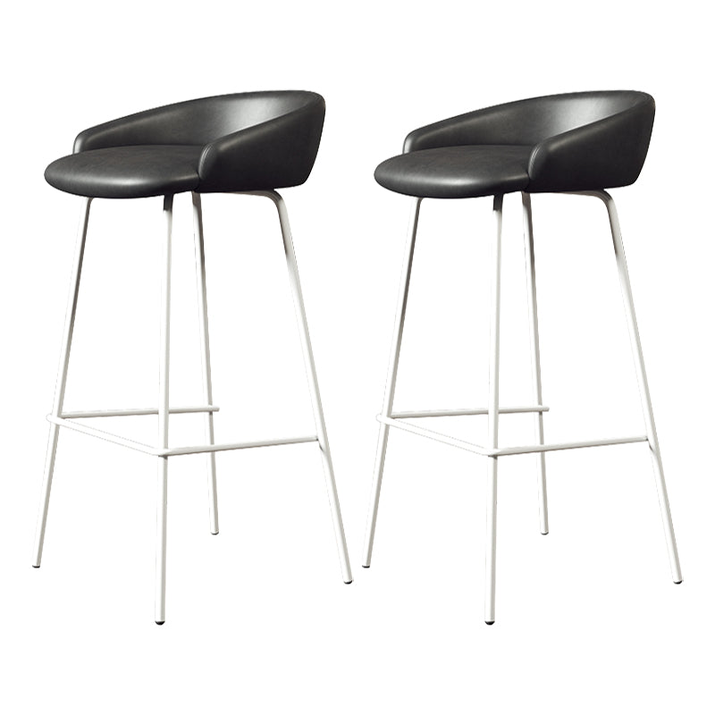 Glam Counter Bar Stool Armless Leather Bar Stool with Footrest Steel Base White Black 2 Piece Set Clearhalo 'Bar Furniture' 'Bar Stools' 'bar_stools' 'furn' 'furn_bar_stools' 'furniture_bar_stools' 'Kitchen & Dining Furniture' 'kitchen&dining_furn' 'kitchen' 'kitchen_furn' Furniture' 4297214
