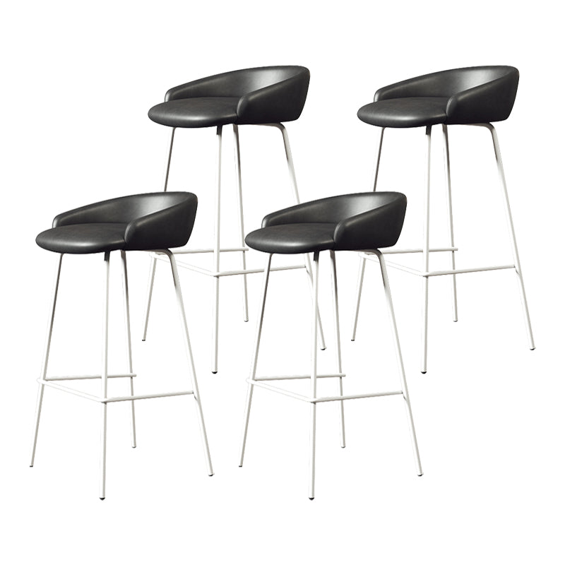 Glam Counter Bar Stool Armless Leather Bar Stool with Footrest Steel Base White Black 4 Piece Set Clearhalo 'Bar Furniture' 'Bar Stools' 'bar_stools' 'furn' 'furn_bar_stools' 'furniture_bar_stools' 'Kitchen & Dining Furniture' 'kitchen&dining_furn' 'kitchen' 'kitchen_furn' Furniture' 4297215