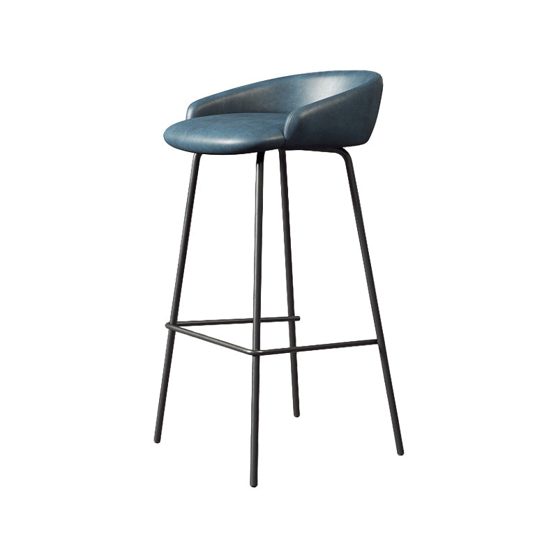 Glam Counter Bar Stool Armless Leather Bar Stool with Footrest Steel Base Clearhalo 'Bar Furniture' 'Bar Stools' 'bar_stools' 'furn' 'furn_bar_stools' 'furniture_bar_stools' 'Kitchen & Dining Furniture' 'kitchen&dining_furn' 'kitchen' 'kitchen_furn' Furniture' 4297219