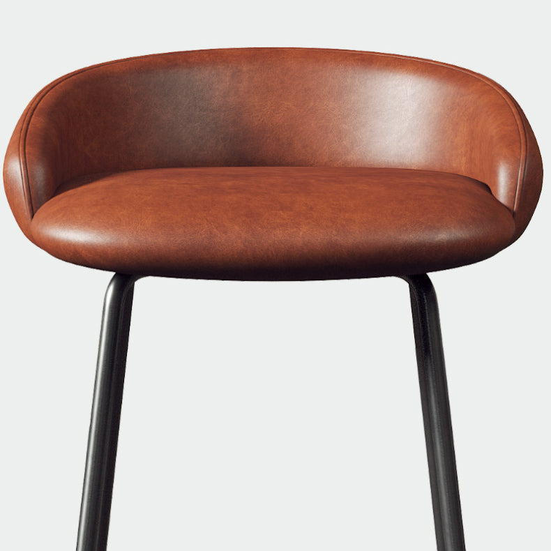 Glam Counter Bar Stool Armless Leather Bar Stool with Footrest Steel Base Clearhalo 'Bar Furniture' 'Bar Stools' 'bar_stools' 'furn' 'furn_bar_stools' 'furniture_bar_stools' 'Kitchen & Dining Furniture' 'kitchen&dining_furn' 'kitchen' 'kitchen_furn' Furniture' 4297221