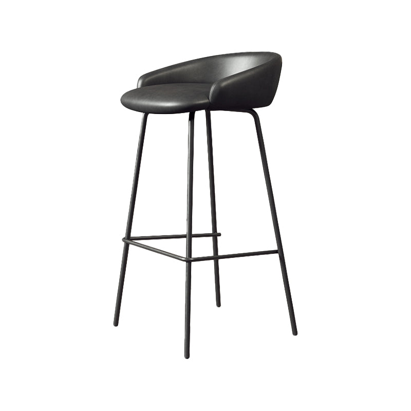 Glam Counter Bar Stool Armless Leather Bar Stool with Footrest Steel Base Black Black 1 Piece Clearhalo 'Bar Furniture' 'Bar Stools' 'bar_stools' 'furn' 'furn_bar_stools' 'furniture_bar_stools' 'Kitchen & Dining Furniture' 'kitchen&dining_furn' 'kitchen' 'kitchen_furn' Furniture' 4297224
