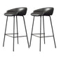 Glam Counter Bar Stool Armless Leather Bar Stool with Footrest Steel Base Black Black 2 Piece Set Clearhalo 'Bar Furniture' 'Bar Stools' 'bar_stools' 'furn' 'furn_bar_stools' 'furniture_bar_stools' 'Kitchen & Dining Furniture' 'kitchen&dining_furn' 'kitchen' 'kitchen_furn' Furniture' 4297226
