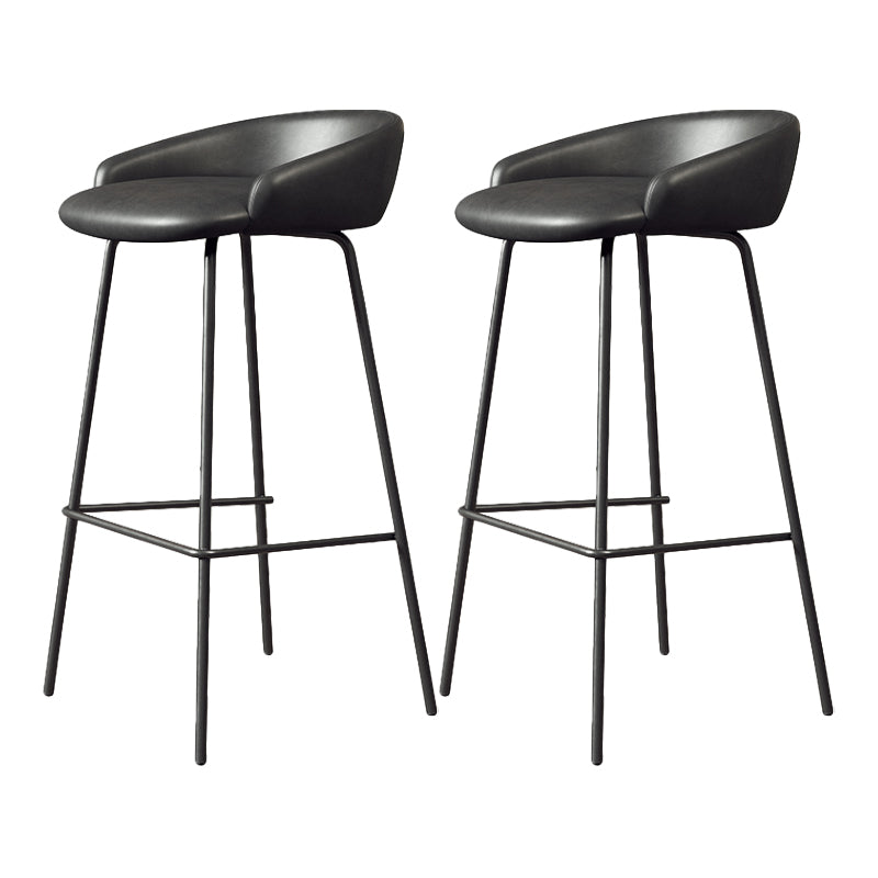 Glam Counter Bar Stool Armless Leather Bar Stool with Footrest Steel Base Black Black 2 Piece Set Clearhalo 'Bar Furniture' 'Bar Stools' 'bar_stools' 'furn' 'furn_bar_stools' 'furniture_bar_stools' 'Kitchen & Dining Furniture' 'kitchen&dining_furn' 'kitchen' 'kitchen_furn' Furniture' 4297226