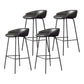 Glam Counter Bar Stool Armless Leather Bar Stool with Footrest Steel Base Black Black 4 Piece Set Clearhalo 'Bar Furniture' 'Bar Stools' 'bar_stools' 'furn' 'furn_bar_stools' 'furniture_bar_stools' 'Kitchen & Dining Furniture' 'kitchen&dining_furn' 'kitchen' 'kitchen_furn' Furniture' 4297227