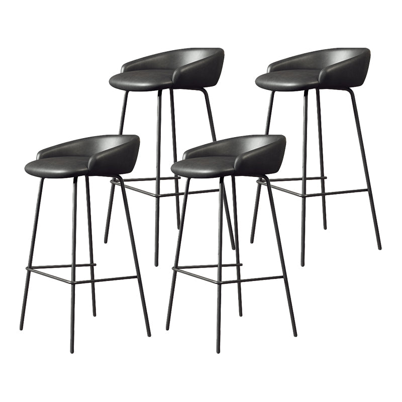 Glam Counter Bar Stool Armless Leather Bar Stool with Footrest Steel Base Black Black 4 Piece Set Clearhalo 'Bar Furniture' 'Bar Stools' 'bar_stools' 'furn' 'furn_bar_stools' 'furniture_bar_stools' 'Kitchen & Dining Furniture' 'kitchen&dining_furn' 'kitchen' 'kitchen_furn' Furniture' 4297227