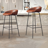 Glam Counter Bar Stool Armless Leather Bar Stool with Footrest Steel Base Clearhalo 'Bar Furniture' 'Bar Stools' 'bar_stools' 'furn' 'furn_bar_stools' 'furniture_bar_stools' 'Kitchen & Dining Furniture' 'kitchen&dining_furn' 'kitchen' 'kitchen_furn' Furniture' 4297228