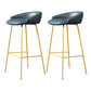 Glam Counter Bar Stool Armless Leather Bar Stool with Footrest Steel Base Gold Blue 2 Piece Set Clearhalo 'Bar Furniture' 'Bar Stools' 'bar_stools' 'furn' 'furn_bar_stools' 'furniture_bar_stools' 'Kitchen & Dining Furniture' 'kitchen&dining_furn' 'kitchen' 'kitchen_furn' Furniture' 4297230
